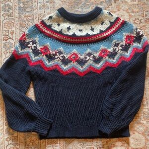 J. Crew Navy Fair Isle sweater women’s small.